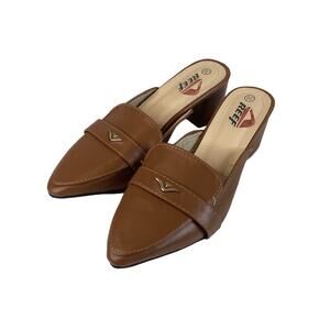 Reef Brown Closed Pointed Toe Womens Slip On Block Heels Size 36 5.5US